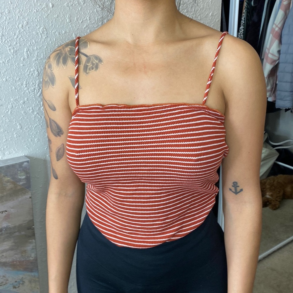Rust Red and White Stripped Small Bodysuit